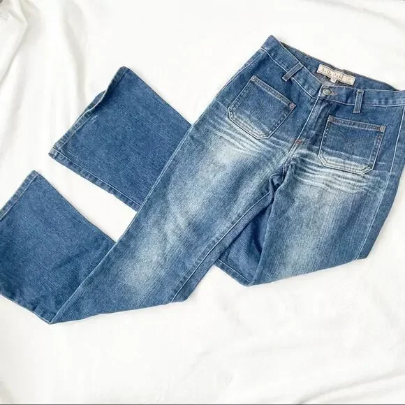 Bella Dahl flare jeans blue denim size 26 pocket whiskering washed revolve - Picture 1 of 8